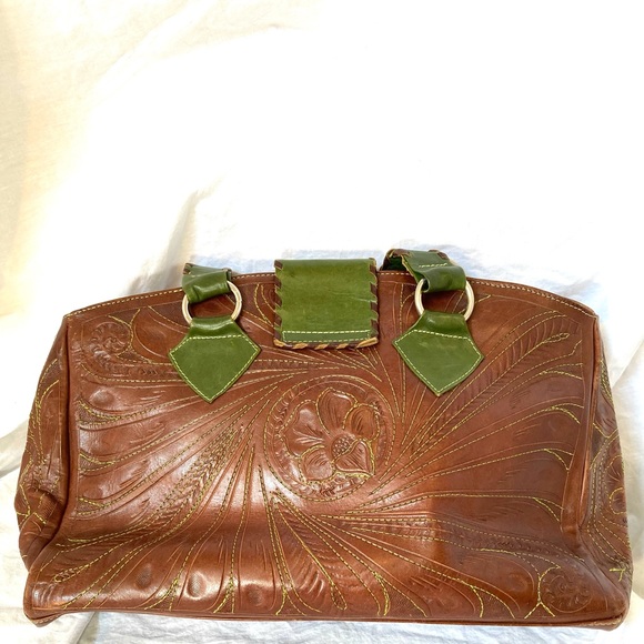 Tooled and Embroidered Leather Shoulder Bag - Picture 4 of 4